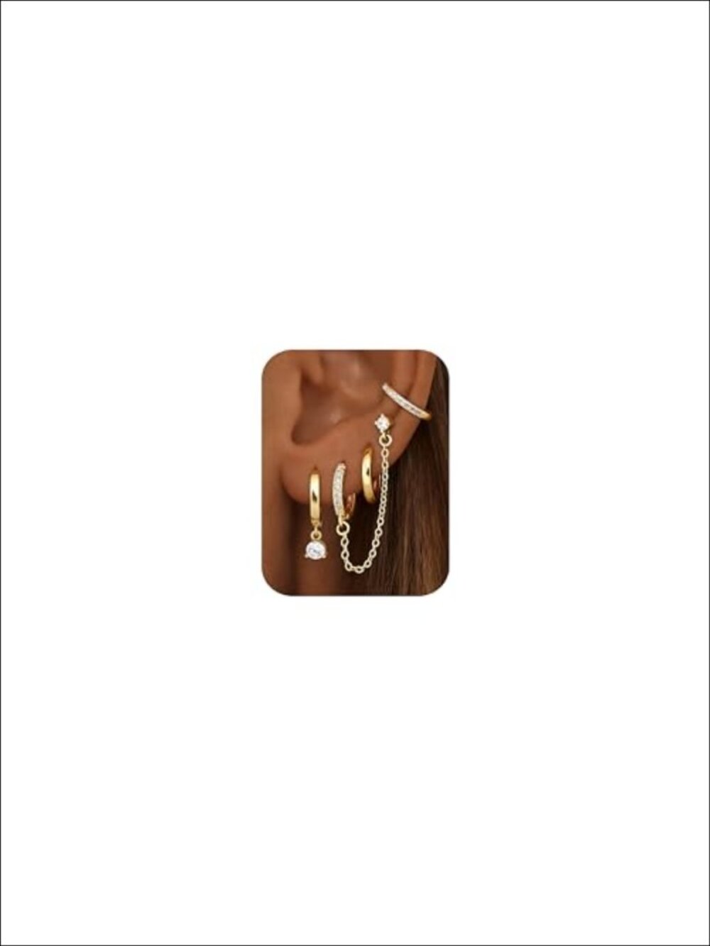 4 Pairs Small Hoop Earrings for Women 14K Gold Plated Hypoallergenic